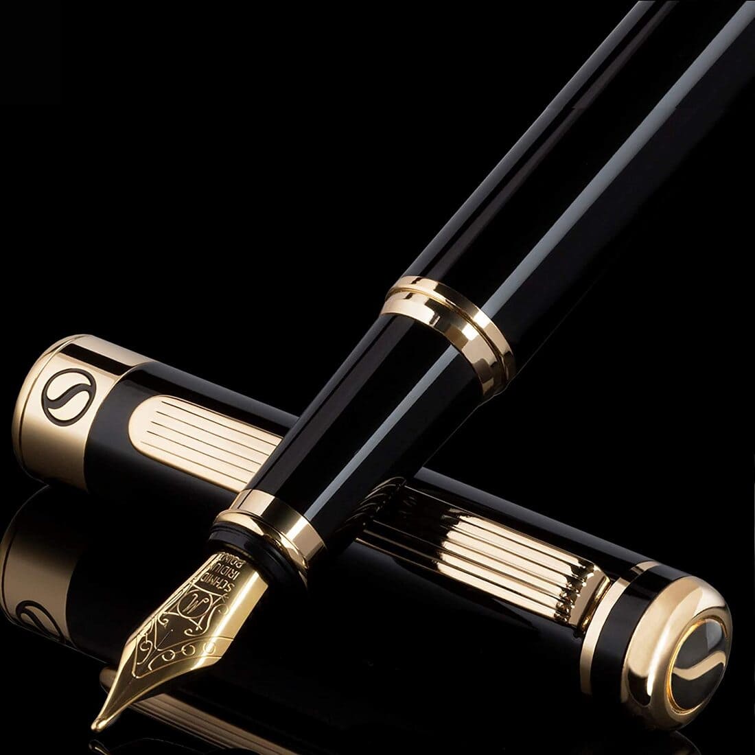 Stylo avec Finition Or 24 ct, Plume Schmidt 18 ct (Moyenne), Idéal pour Homme et Femme, Professionnel, Directeur, Bureau, Beau Stylo