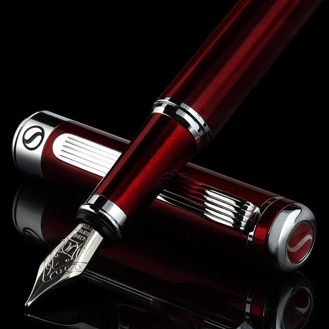 Superbe Stylo avec Finition chromée, Plume Schmidt (Moyenne), Coffret Cadeau pour Homme et Femme, Professionnel, Directeur, Bureau, Beau Stylo